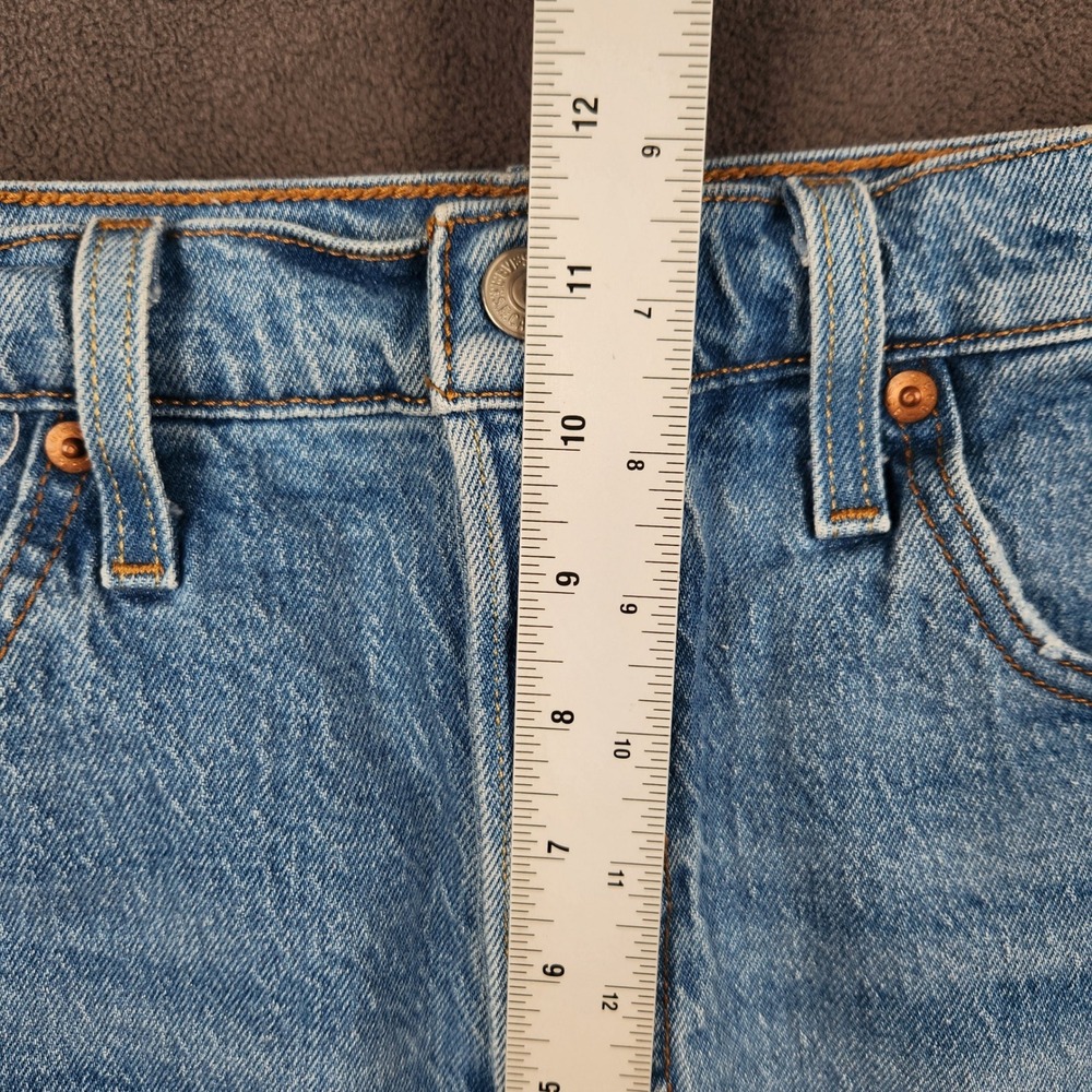 Levis 501 Denim Shorts Womens 30 Blue Original High Rise Button Fly Frayed Hem - Picture 8 of 11